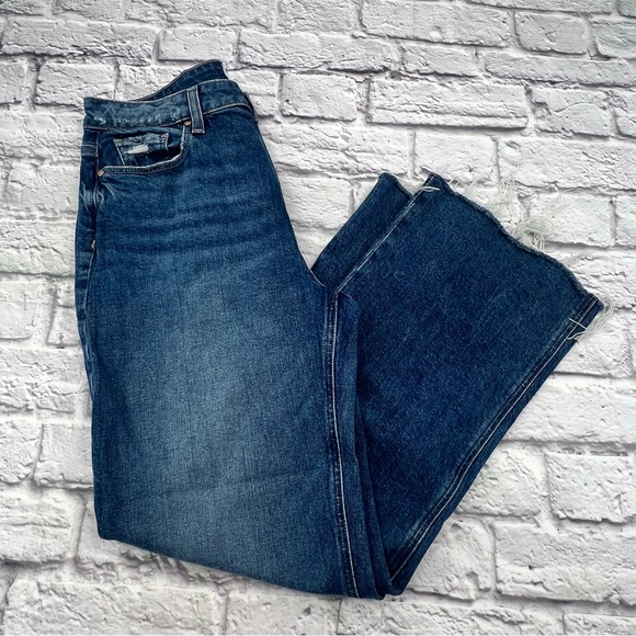 PAIGE Denim - PAIGE Leenah Ankle Size 29 Jeans High Rise Raw Hem Stretch Wide Leg